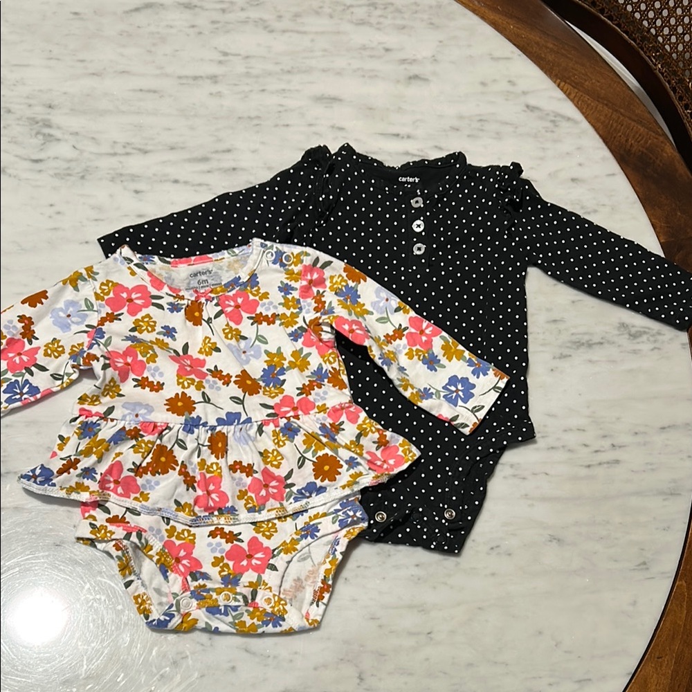 Floral and Polka Dot Baby Onesies